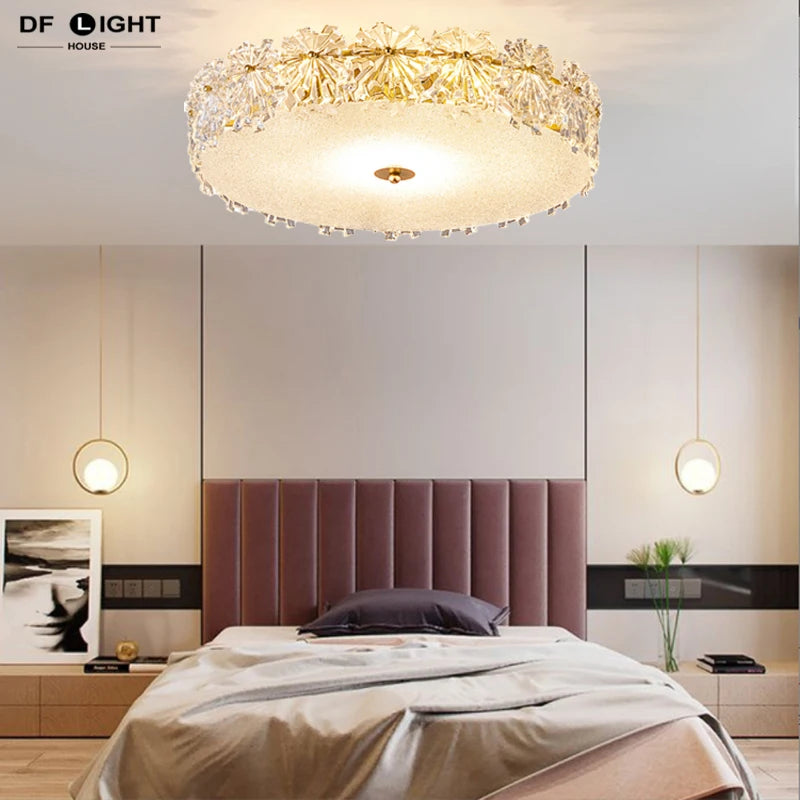 Plafonnier en cristal moderne chambre plafonnier cuisine lustre en cristal salle à manger luminaire en verre doré