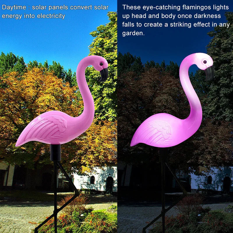 lampes solaires décoratives flamant rose pour extérieur et jardin