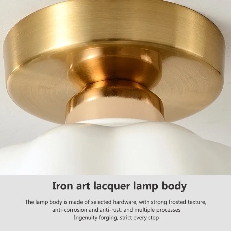 Plafonnier LED en céramique et verre crème