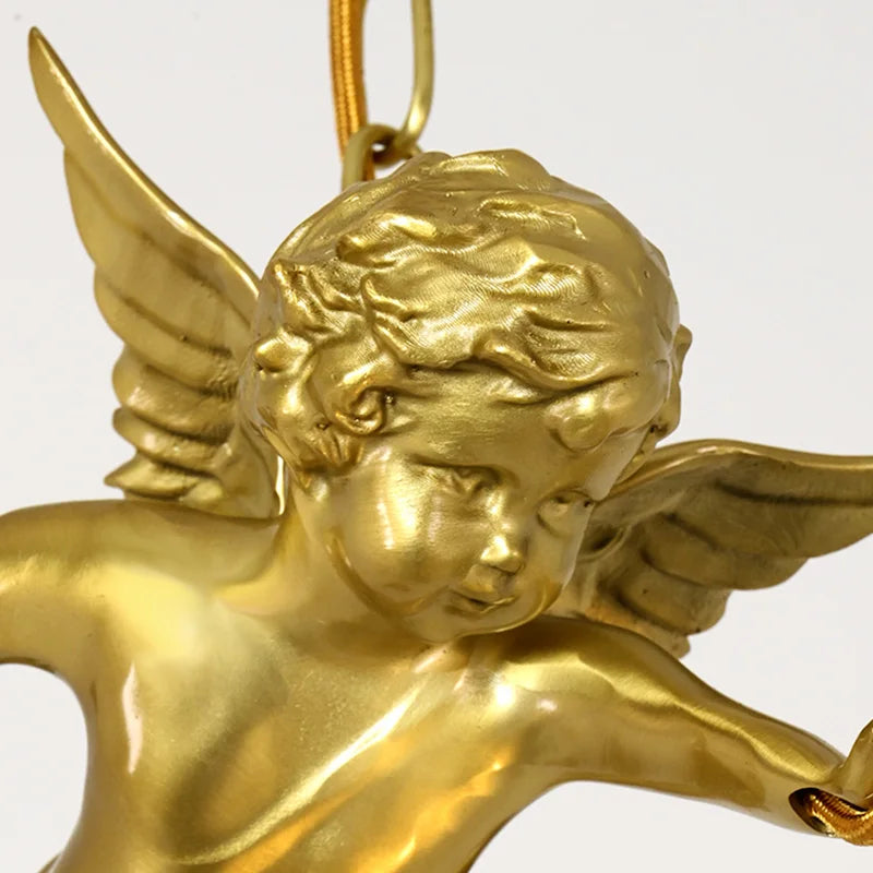 lustre moderne led avec ange en cristal médiéval bronze