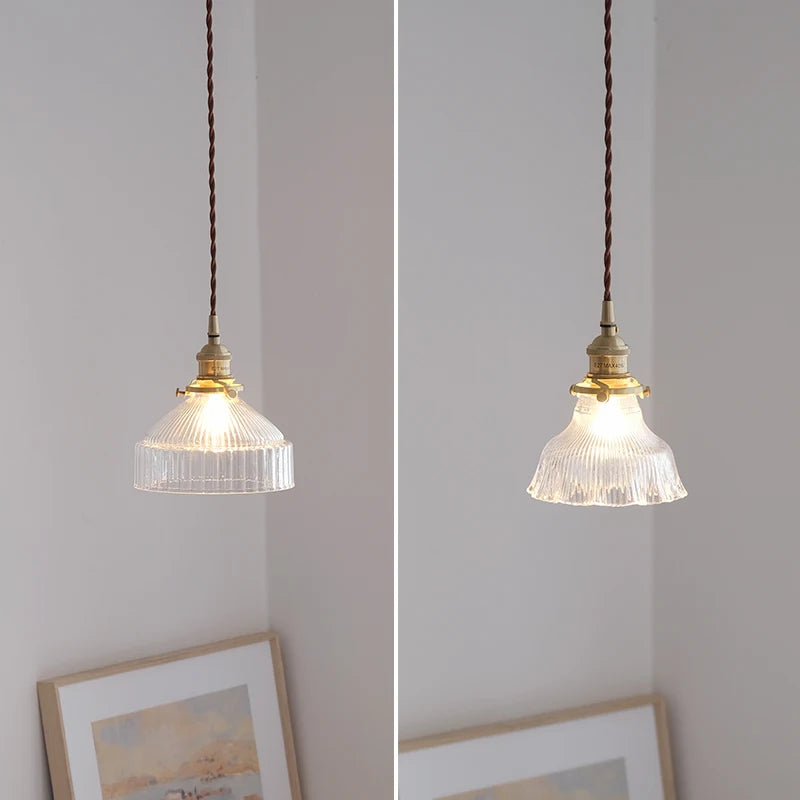 suspension vintage en laiton et verre japonais pour éclairage de maison