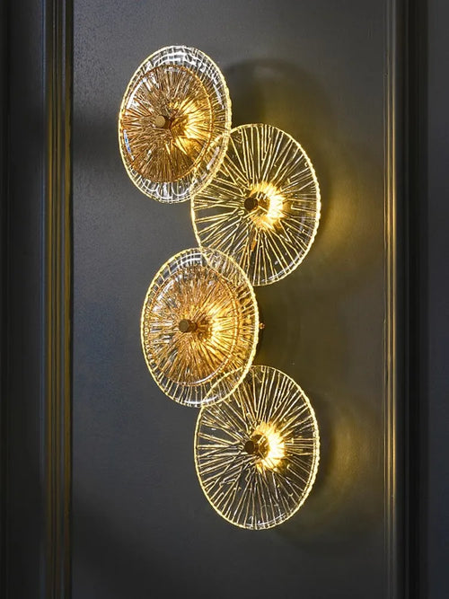 applique murale moderne en verre de feuille de lotus de luxe