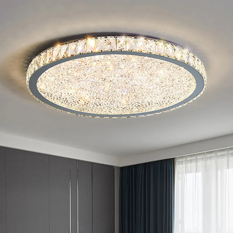 Plafonnier rond ultra-mince en cristal led moderne