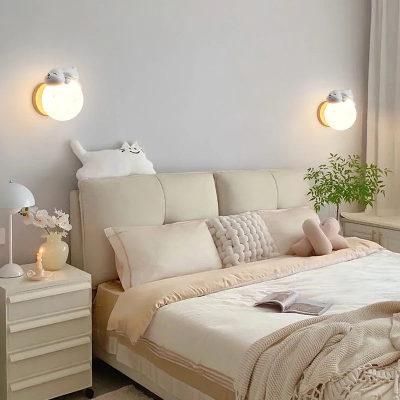 applique murale ours lune chambre chevet lapin astronaute animal garçon fille bébé veilleuses