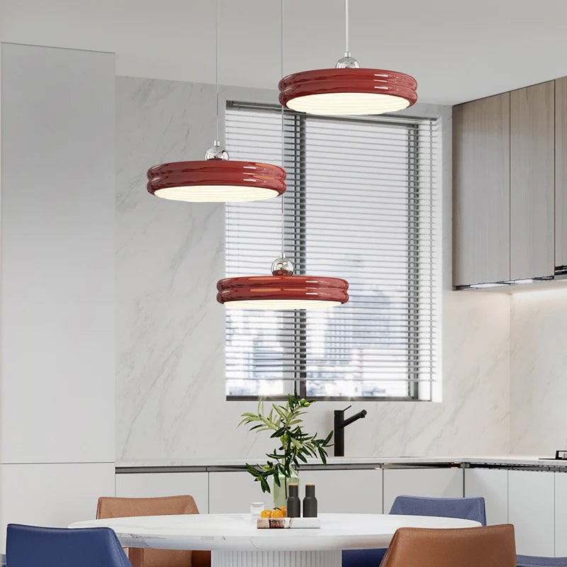 Suspension de luxe moderne dimmable avec abat-jour circulaire en fer