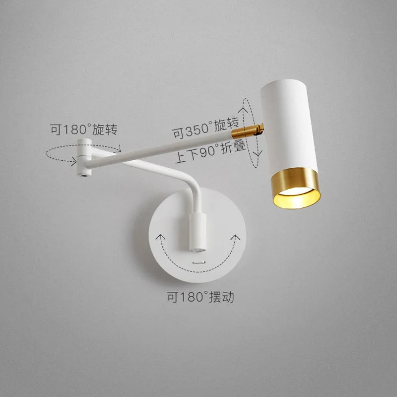 applique murale led modernes avec interrupteur tactile réglables