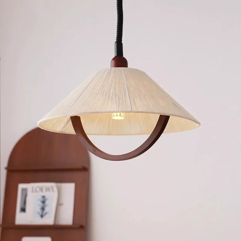suspension rétractable en coton et bois pour intérieur
