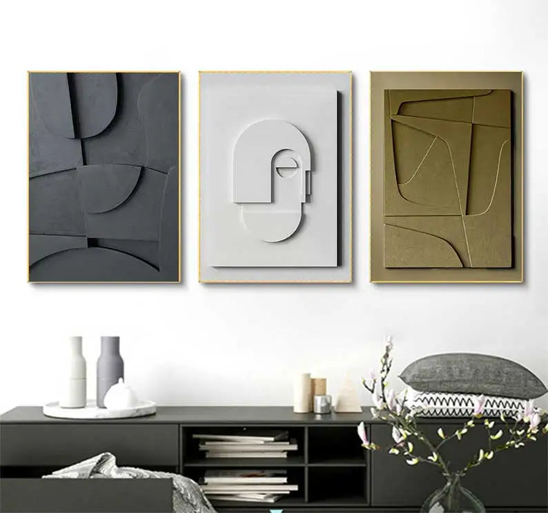 peinture géométrique abstraite effet 3d décoration murale nordique