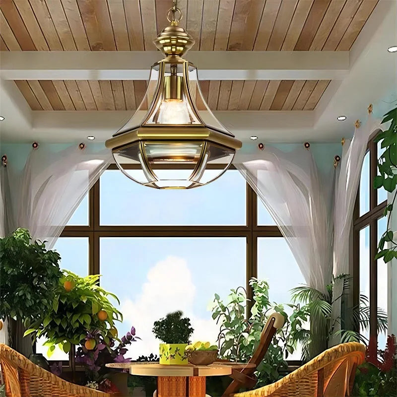 lustre de style rural américain en cuivre plein étanche