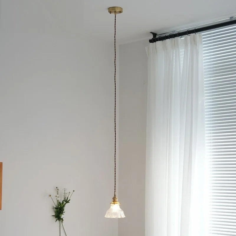 suspension vintage en laiton et verre japonais pour éclairage de maison