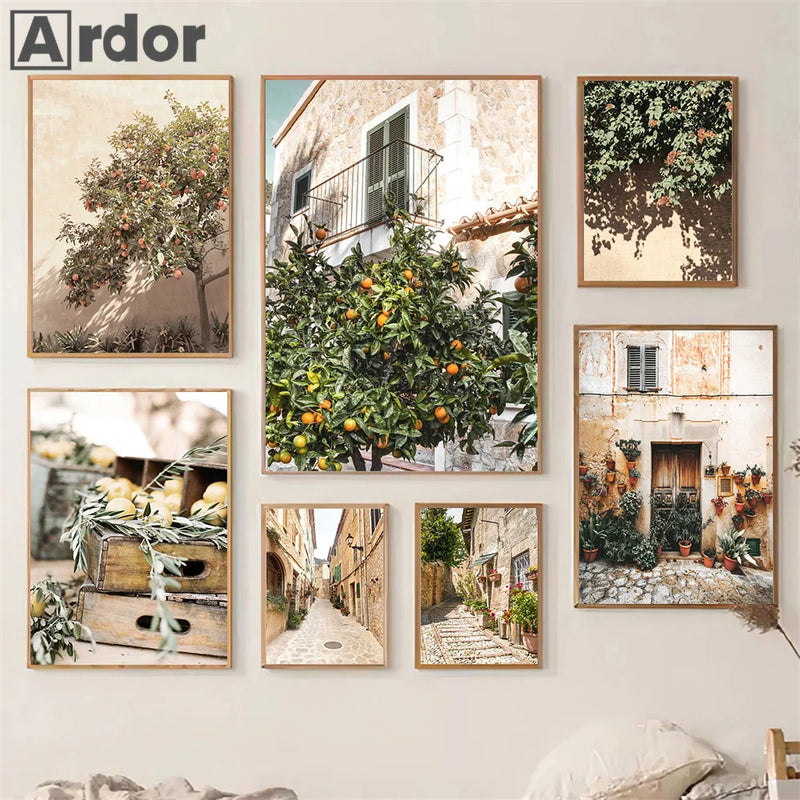 affiche artistique de la ville de bellagio en toscane