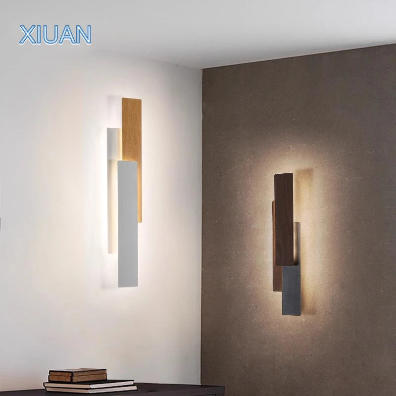 Applique murale bois noyer télécommandée