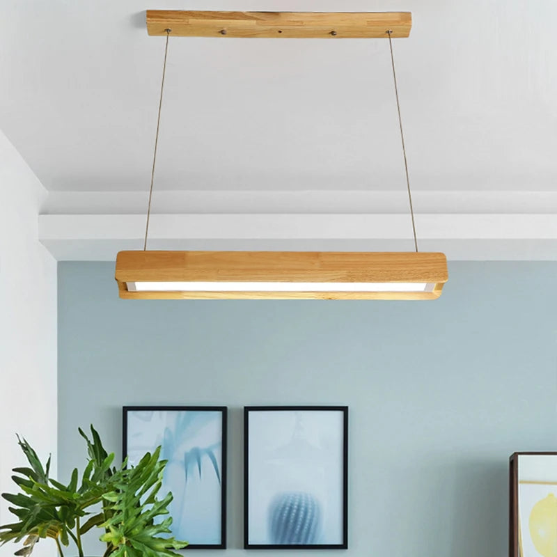 lustre de bureau rondins style nordique simple longue bande