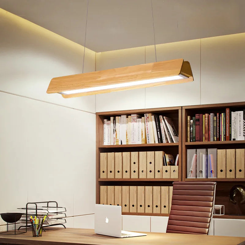 lustre de bureau rondins style nordique simple longue bande