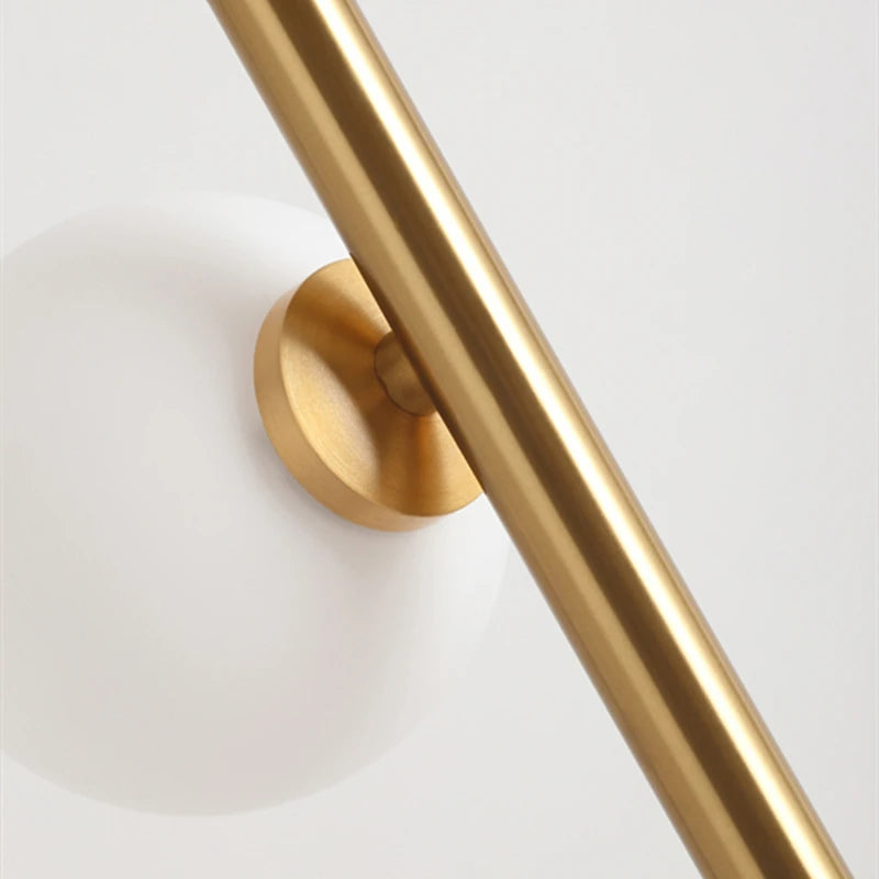 Lampadaire boule de verre blanc à 9 têtes