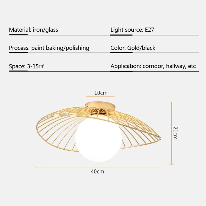 Lampe plafonnier art nordique verre solide