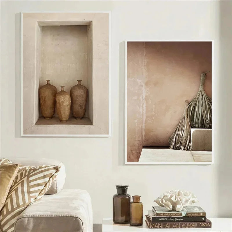 peinture abstraite avec vase classique et nature morte pour décoration moderne