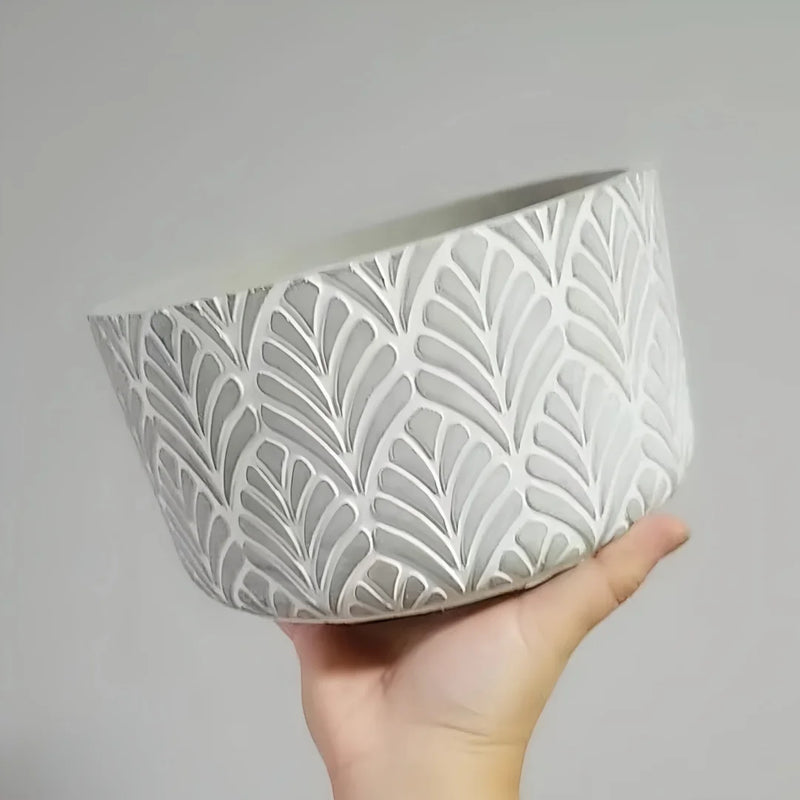 moule en silicone pour pot de fleurs béton motif feuilles
