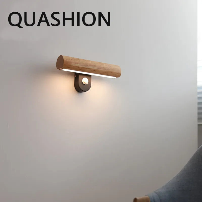 Applique murale LED Rotatives en bois arrondi