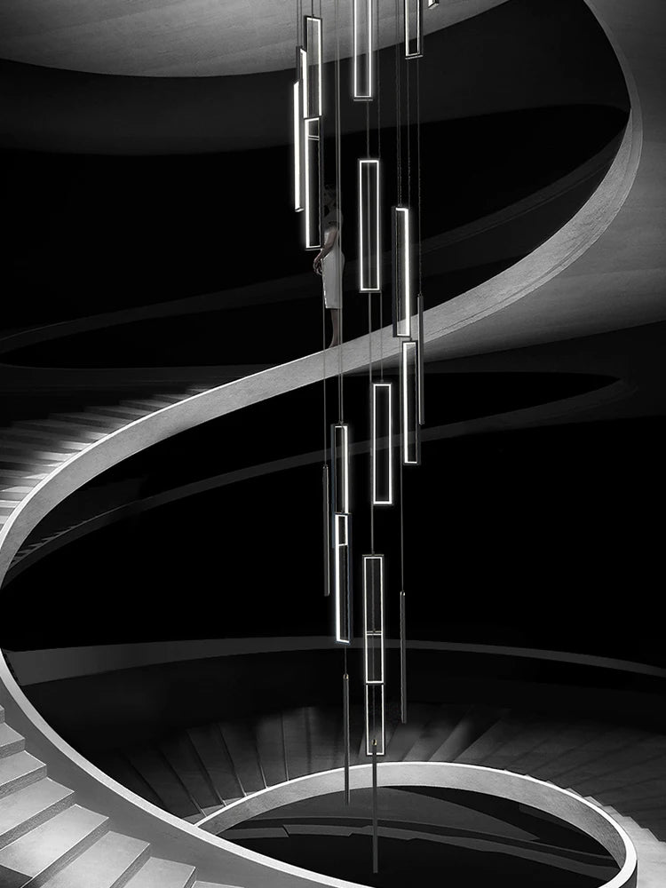 lustre long moderne nordique rectangulaire led pour villa duplex