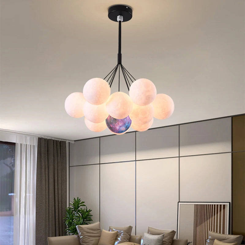lustre moderne pour enfants avec suspension à bulles et télécommande