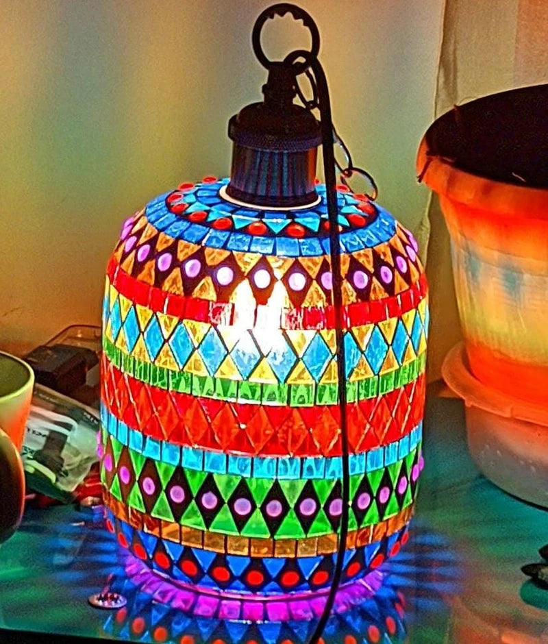 suspension LED en mosaïque turque style bohémien rétro vintage