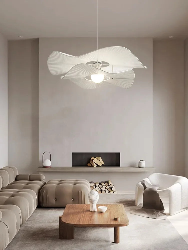 suspension LED en tissu style nordique idéale pour décoration intérieure