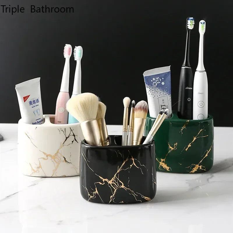 organisateur en céramique pour brosses à dents et dentifrice