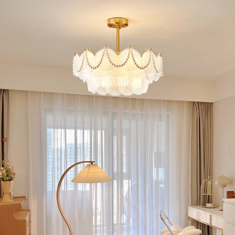 lustre de luxe en forme de coquille en cristal feng shui