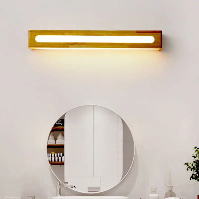 Applique murale LED en bois massif à longue bande de style nordique