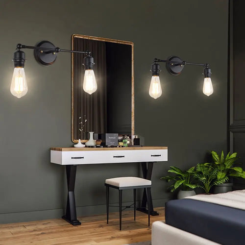 applique murale vintage à led avec 2 têtes rétro