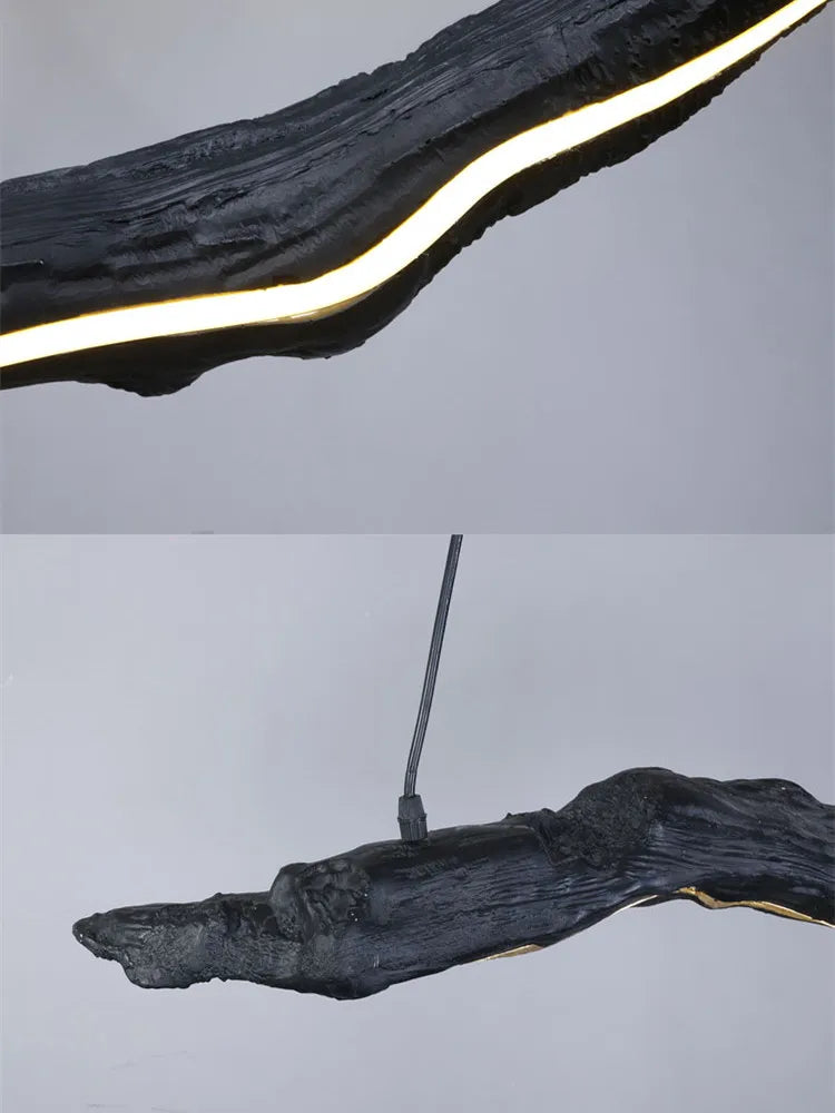 Personnalité nordique LED bandes lumineuses noir Restaurant Wabi-sabi lustre bureau chambre café salle d'exposition lampes suspendues