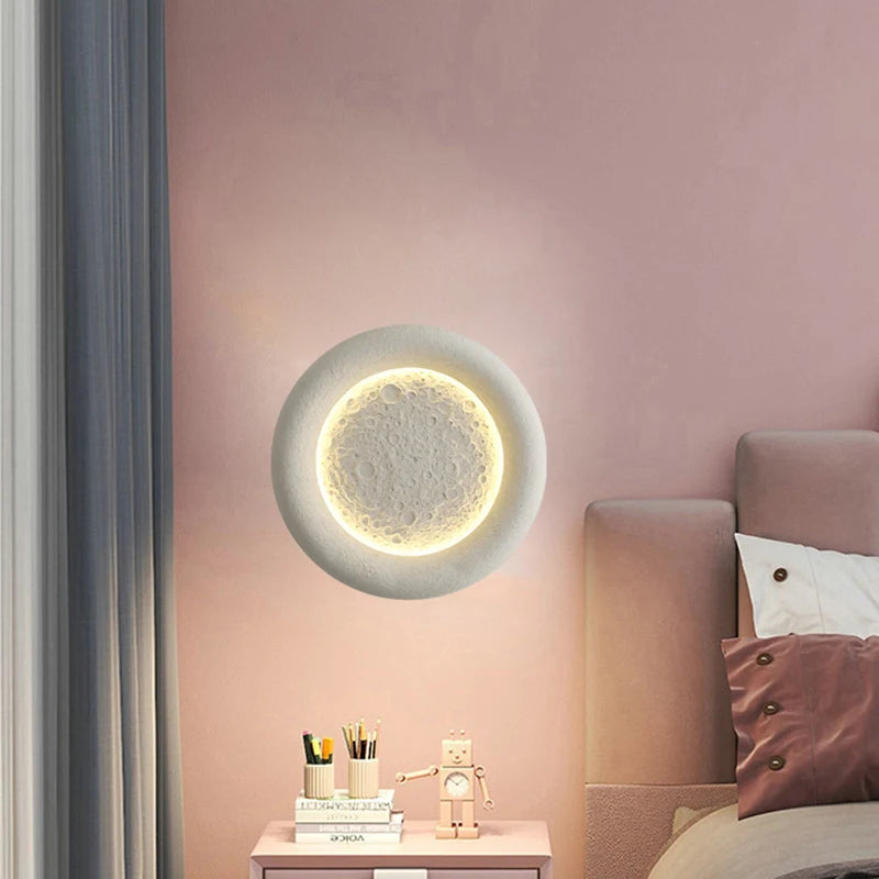 applique murale led lune 3 intensités art déco résine