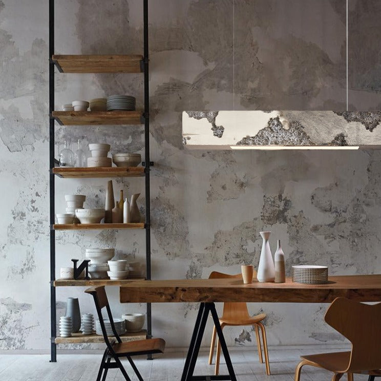 Lustre design longue rectangulaire avec touche coloré Hazel