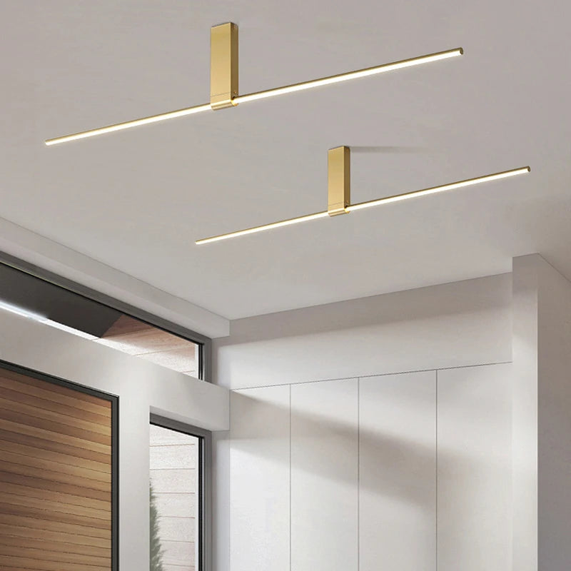 lampes de plafond minimalistes longues pour divers espaces