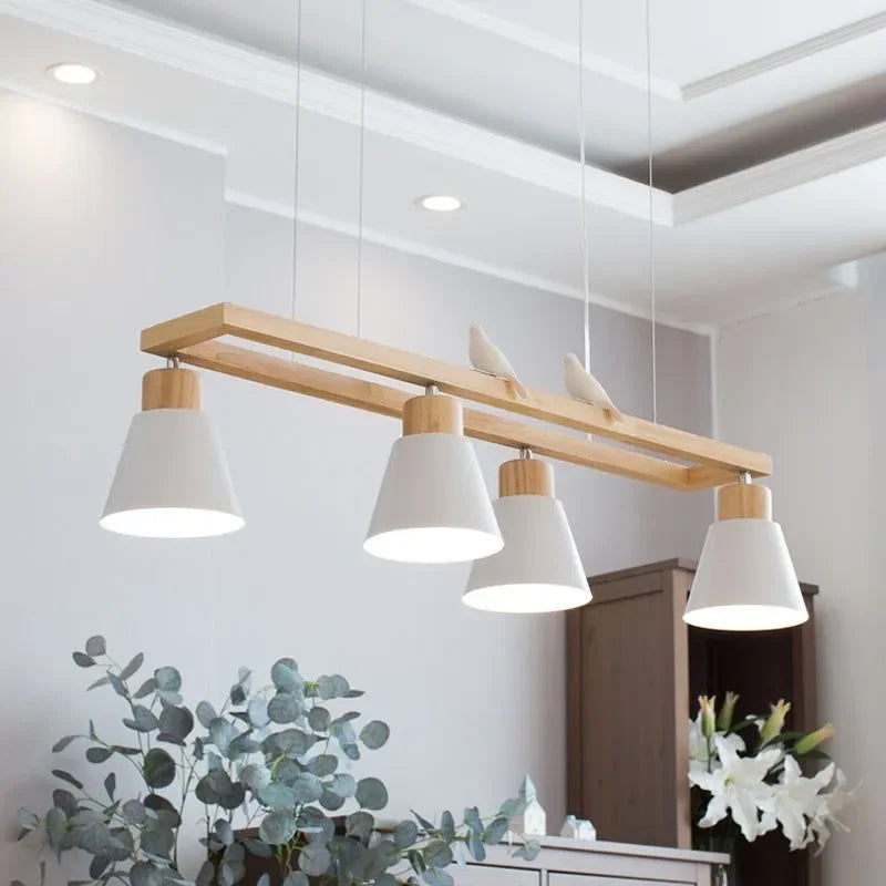Suspension en fer nordique minimaliste en bois Macaron