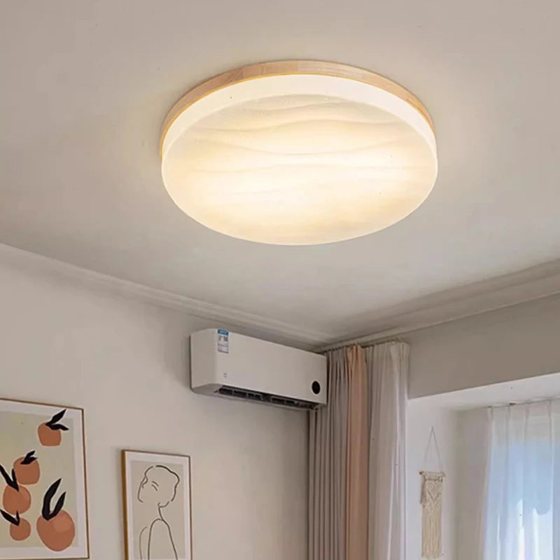 plafonnier led rond en bois design nordique décoratif intérieur