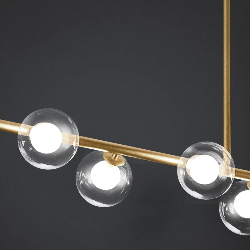 lustre led moderne avec lampes à billes en verre nordique