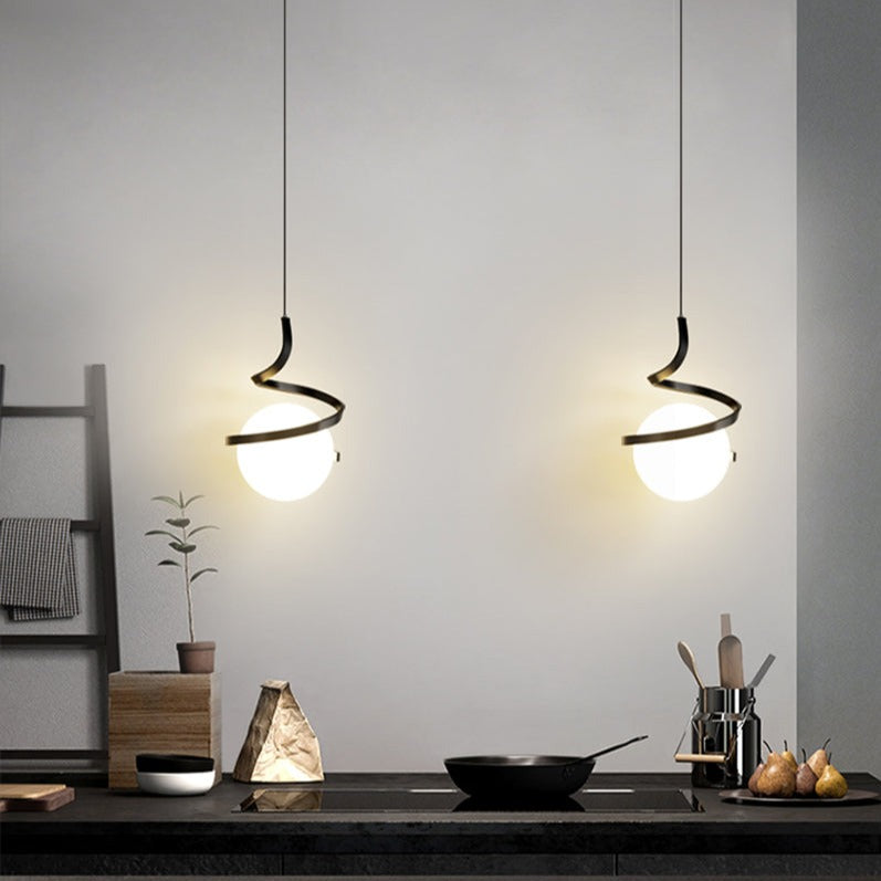 Suspension design LED minimaliste ondulé Polino