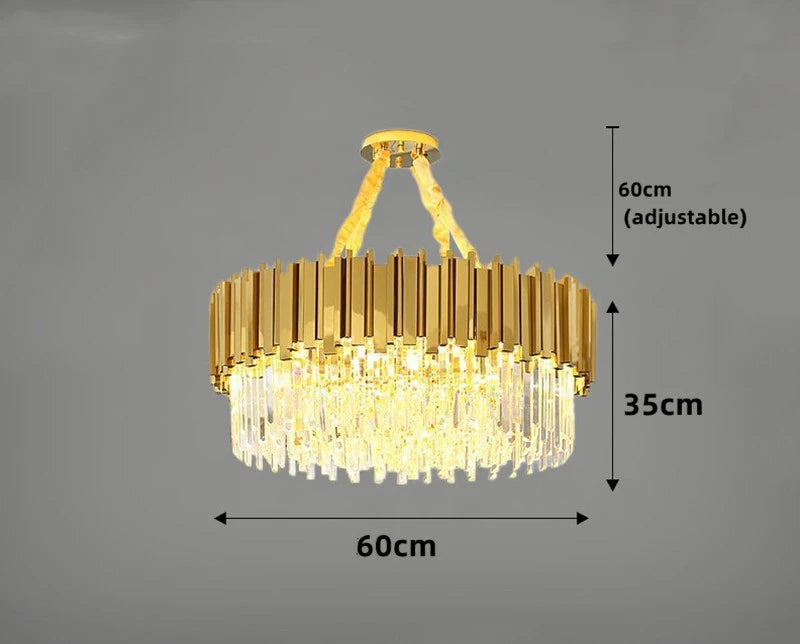 lustre en cristal moderne en or poli pour éclairage intérieur