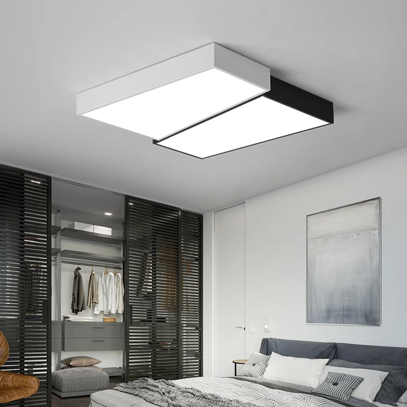 Plafonnier LED noir et blanc carré