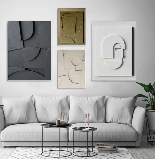 peinture géométrique abstraite effet 3d décoration murale nordique