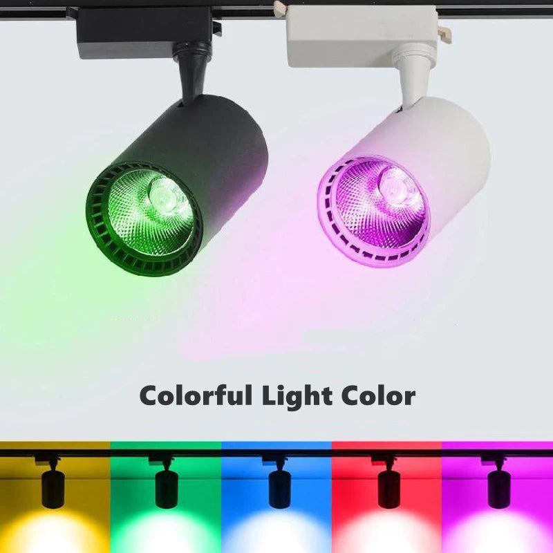 spot led rgb sur rail pour éclairage d'ambiance dynamique