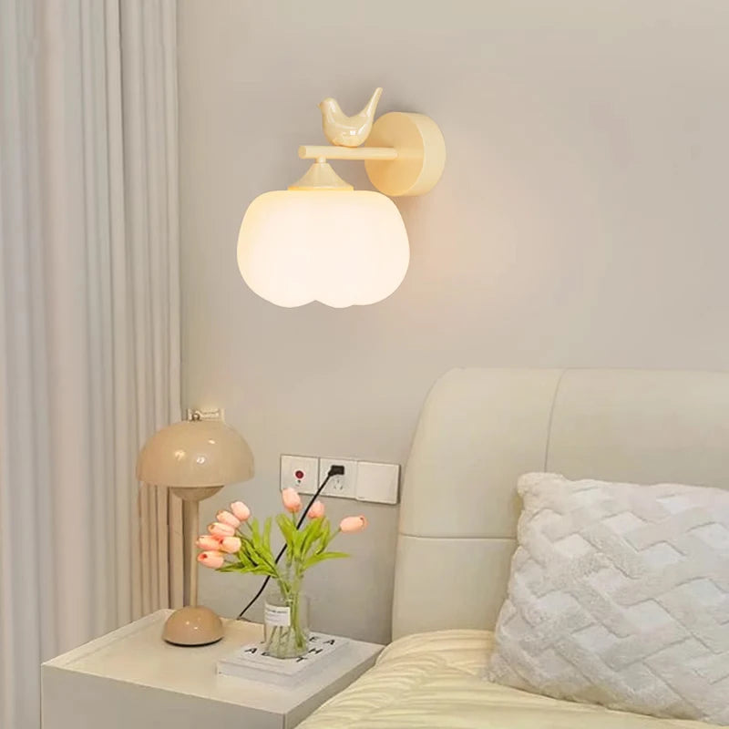 applique murale moderne en pe avec abat-jour d'oiseau led