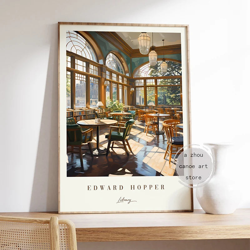 bibliothèque d'art classique edward hopper affiches modernes décor mural
