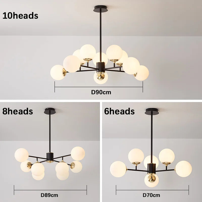 Suspension LED boule de verre au design nordique moderne et minimaliste