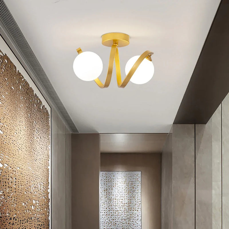 Plafonnier Verre Moderne Nordique Noir Or Haute Qualité Double-Tête