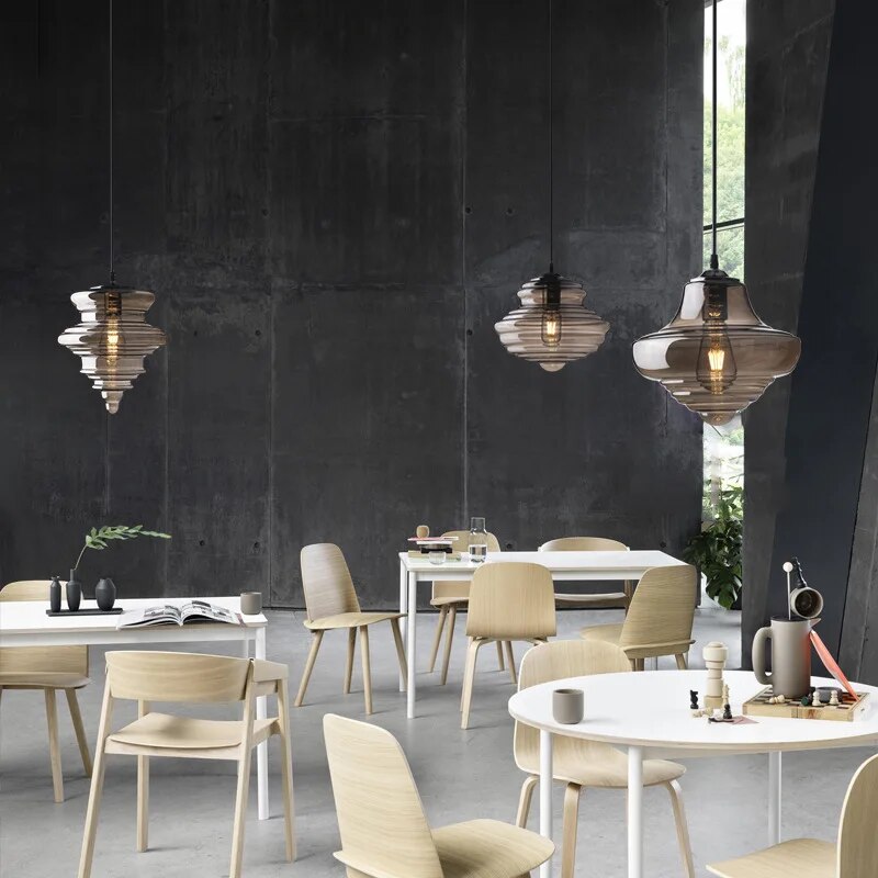 Suspension en verre de style industriel