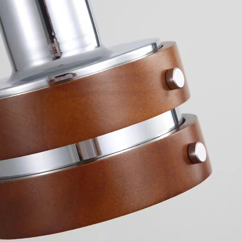 lampe led suspendue créative en bois et métal style