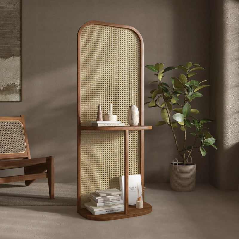 cloison de séparation en rotin japonais étagère mobile design moderne
